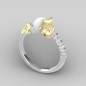 [Mostra Internazionale di Gioielleria di Hong Kong] <span class=keywords><strong>Anello</strong></span> Statement Industriale con Perle <span class=keywords><strong>Swarovski</strong></span> e Zirconia Cubica Meccanica - Product Image 3