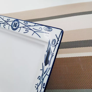 Элитная высококачественная экологичная классическая китайская квадратная сине-белая фарфоровая керамическая тарелка, пригодная для использования в микроволновой печи и посудомоечной машине, 8 дюймов, для дома - Product Image 6