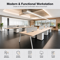 Poste de travail modulaire extensible moderne pour bureau, avec cloison et armoire de rangement, pour 2, 4 ou 6 personnes