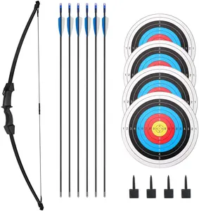 Black Straight Bow And Arrow Set For Kids Practicing Archery Skills Outdoor Play