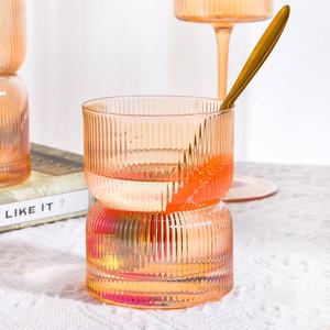 Verre à whisky Samyo personnalisé de 430 ml, style vintage, origami, côtelé, couleur ambre, cristal, résistant au <span class=keywords><strong>lave</strong></span>-<span class=keywords><strong>vaisselle</strong></span> - Product Image 1