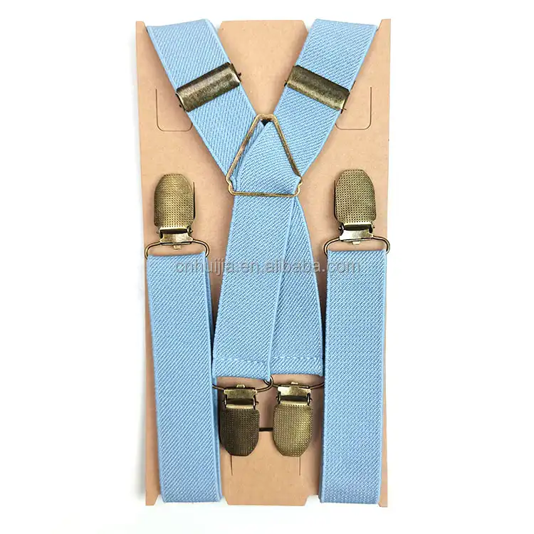Wholesale Decorative Durable Straight Clip Adjustable Elastic X Back Men's Solid Suspender with colors available
