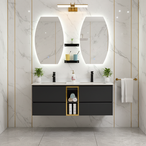<span class=keywords><strong>Mueble</strong></span> de Baño Moderno <span class=keywords><strong>con</strong></span> Doble <span class=keywords><strong>Lavabo</strong></span> y Espejo <span class=keywords><strong>Incluido</strong></span>, para Uso en Hoteles - Product Image 1