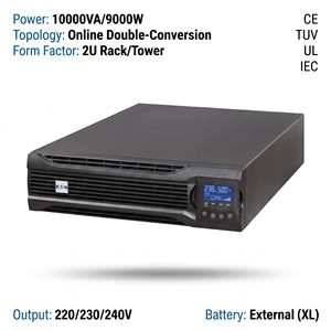 เครื่องสำรองไฟฟ้าแบบออนไลน์ DX Series DXRT10KiXL 10kVA 10kW 230V CE ISO ระบบแปลงไฟแบบ Double Conversion พร้อมแบตเตอรี่สำรองใช้งานได้นาน สำหรับระบบไฟฟ้าอุตสาหกรรม - Product Image 1