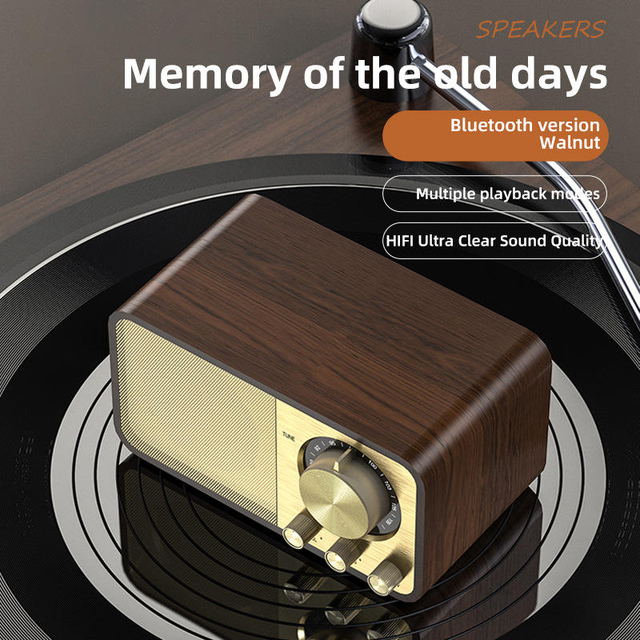 Wooden Vintage Speaker with Stereo Bass for Home Computer