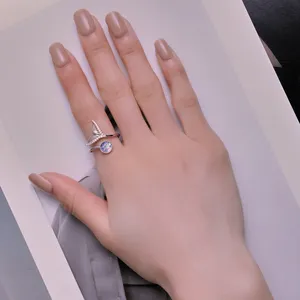 Jilina cincin terbuka ekor ikan duyung perak murni 925 cincin dapat disesuaikan skala ikan warna-warni untuk wanita perhiasan halus BSR429