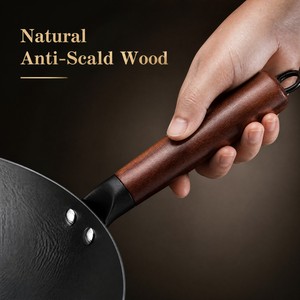 Authentic Hand Hammered Chinese Wok with Traditional Wooden Lid - Product Image 2