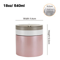 Bocal alimentaire en porcelaine isotherme portable de haute qualité 18oz/540ml avec couvercle en PP, design empilable, matériau de qualité alimentaire, cylindre moderne