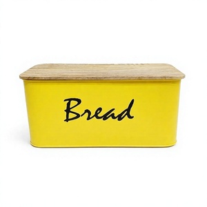 Panera Metálica Amarilla con Tapa de Madera, Caja Rectangular para Pan, Contenedor Hermético para Almacenamiento de Alimentos en la Cocina - Product Image 6