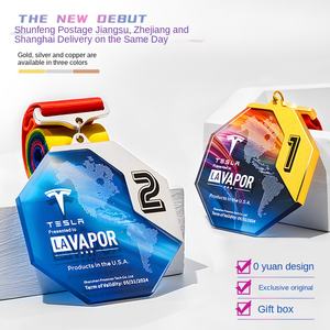 定制人造水晶运动奖杯 - 马拉松/篮球冠军及儿童比赛奖牌的个性化雕刻 - Product Image 1