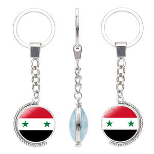Porte-clés rotatif double face en acier inoxydable et verre, motif drapeau national du Maroc, <span class=keywords><strong>cadeau</strong></span> pour hommes et femmes - Product Image 2