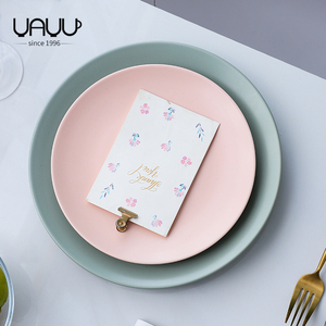 Platos de <span class=keywords><strong>cena</strong></span> redondos de varios colores, placa de cerámica con estampado personalizado y esmaltado mate para <span class=keywords><strong>restaurante</strong></span> - Product Image 4