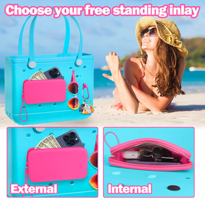 EVA Beach Tote Bag Accessory Zipper Pouch Insert Small Organizer Storage Bag for Phone Keys Coins Travel - Product Image 5
