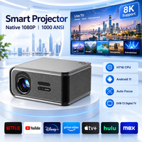 Projecteur Android 300 pouces, résolution native 1080p, WiFi intelligent, avec haut-parleurs HiFi, projecteur de cinéma maison, télévision numérique DVB-T2
