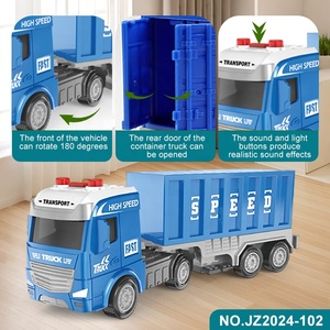 Camión portador de coches de juguete, vehículo de juguete accionado por fricción, camión de transporte, remolque, coche personalizado, juguetes para niños - Product Image 5