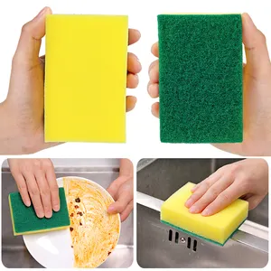 High-Density Kitchen Dish Scouring Pad Scrubber Cleaning Sponge With Polyester Sponge