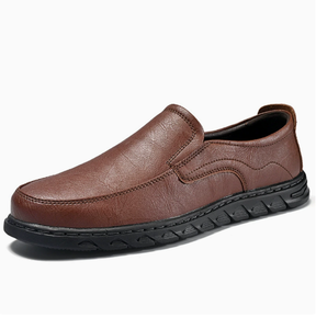 Men Genuine Leather <b>Slip</b> <b>On</b> Loafers Round Toe Cushioned Office Dress Shoes All Seasons Rubber Outsole EVA Midsole - Product Image 4