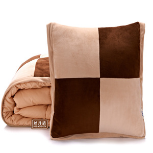 Almohada de felpa Sidandun, manta acolchada de color marrón a cuadros, cojín de color sólido para usar en el coche, sofá o cama - Product Image 3