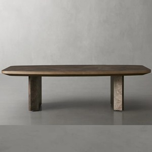 Tavolo <span class=keywords><strong>da</strong></span> pranzo con Base in metallo rifinito a mano con comodo piano in legno per cortili esterni hotel <span class=keywords><strong>salotti</strong></span> <span class=keywords><strong>moderni</strong></span> - Product Image 1