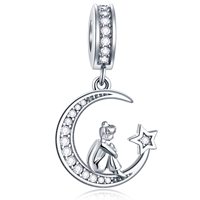 Vente en gros OEM/ODM pendentif personnalisé en argent sterling 925 zircon cubique fille croissant de lune breloques