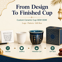 Maßgefertigte Arabische Cawa Keramik-Kaffeetasse, Luxuriöses OEM ODM Großhandels-Produkt mit Personalisiertem Logo, Saudi-Espresso-Geschenk