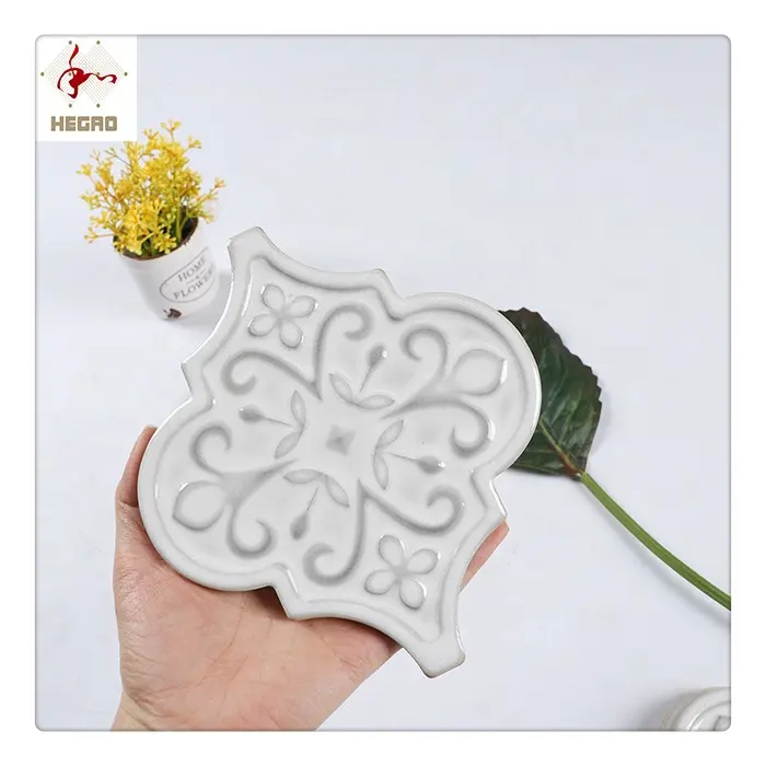 17.3X15cm ceramic lantern designs decorative tiles white color 3d bricks glossy finish kitchen bathroom wall