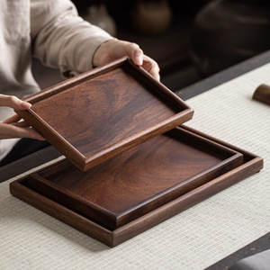 Walnut wood <b>tea</b> <b>tray</b>, Kung Fu <b>tea</b> set storage <b>tray</b>, rectangular coffee <b>tray</b>, household fruit plate, <b>tea</b> and snack <b>tray</b> - Product Image 5