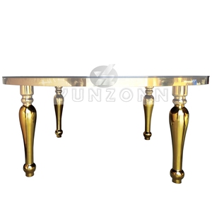 Bàn ăn tròn hiện đại cho khách sạn và tiệc tùng MDF trắng và đế bằng thép không gỉ cho đám cưới và các sự kiện ngoài trời - Product Image 4