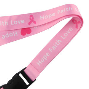 Kunden spezifisch bedrucktes Band Brustkrebs Bewusstsein Hals riemen Farbstoff Sublimation Polyester rosa <span class=keywords><strong>Lanyard</strong></span> - Product Image 3