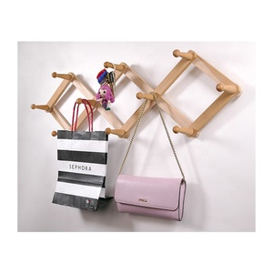 Perchero <span class=keywords><strong>de</strong></span> Pared Extensible <span class=keywords><strong>de</strong></span> <span class=keywords><strong>Madera</strong></span> Rústica Personalizado, Estilo Acordeón, <span class=keywords><strong>de</strong></span> un Solo Nivel, con 10 Clavijas, para Colgar Abrigos o Café - Product Image 3