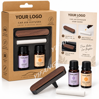 Diffuseur de parfum pour voiture personnalisé en bois de noyer avec accent métallique, aromathérapie rechargeable, désodorisant avec logo, parfum et boîte cadeau