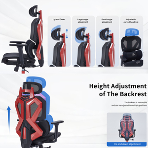 Ruibao Ergonomic Adjustable <strong>Red</strong> Black Racing Style Computer Office <strong>Chair</strong> Lumbar Support 360 Swivel Mesh Gaming High Adjustable - Product Image 6