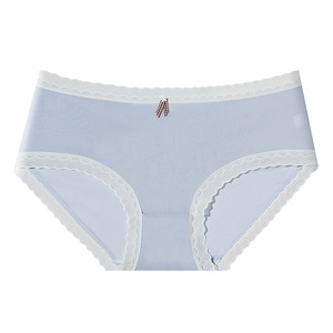 Braguitas de punto de algodón Ice Silk para uso diario, cómodas, antibacterianas, de color liso, de talle medio para mujer - Product Image 5