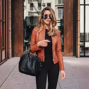 Nouvelle <span class=keywords><strong>veste</strong></span> en <span class=keywords><strong>cuir</strong></span> PU tendance pour femmes, à la mode pour le printemps et l'automne, <span class=keywords><strong>veste</strong></span> pour femmes - Product Image 2