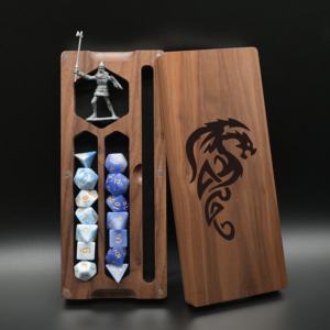 LOGO personnalisable Multifonction Rectangle Noyer noir Boîte à dés en bois personnalisée avec couvercle magnétique - Product Image 1