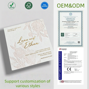 <span class=keywords><strong>Tarjeta</strong></span> de agradecimiento de boda con estampado floral en relieve y lámina dorada de lujo, tarjetas de agradecimiento impresas personalizadas para uso comercial y minorista - Product Image 1