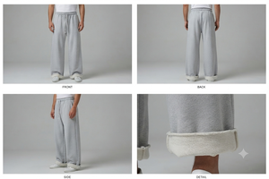 กางเกงขายาวทรงตรงแบบ unisex แต่งผ้าแบบ patchwork เอวสองชั้น ทรงขากว้าง สไตล์สตรีทแวร์สำหรับผู้ชาย - Product Image 2