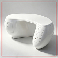 Bureau de réception en fibre de verre de luxe en forme de L, design artistique incurvé pour hôtel, hôpital, villa, hall - Écologique, résistant à l'eau, usage commercial
