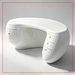 Luxury Fiberglass Exclusive Lobby Reception Desk Modern Front Desk Curved Art for Villa Club Lobby - Product Image 1