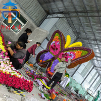 Nouvelle décoration de scène en forme de papillon en herbe artificielle, papillon tridimensionnel, artisanat et fournitures pour festivals
