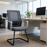 Chaise de bureau ergonomique en maille pour dirigeant, avec pieds en arc, sans roulettes, pour salle de réunion et travail sur ordinateur – Vente en gros