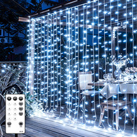 Luces de Cortina RGB 3x3M, Guirnalda de Luces con Cable IP65, Decoración de Ventanas con Control Remoto RF, Decoraciones Navideñas Grandes para Exteriores