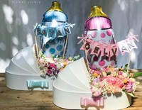 Boîte en papier mignon pour berceau de bébé, boîte-cadeau d'emballage de fleurs romantiques pour la saint-valentin, vente en gros