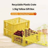 Panier à raisins en plastique personnalisé Zhenlong, caisse à fruits de 15 kg, boîte de rangement jaune, haute résistance, respirante, logo personnalisé pour le transport