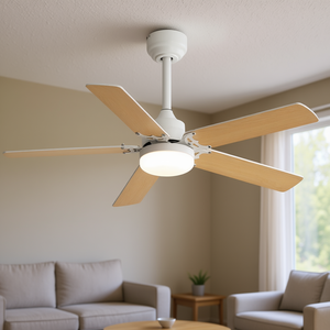 Ventilador de Techo Moderno Blanco de 42 Pulgadas con 5 Aspas, Luz Regulable, Control Remoto, Motor DC Reversible, Uso Doméstico - Product Image 2