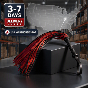 Stock USA Fouet en cuir noir et rouge 17,7 pouces 9 queues Expédition rapide Livraison en 3-7 jours Expédition locale - Product Image 2