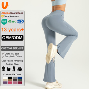 <span class=keywords><strong>Leggings</strong></span> acampanados para mujer con logo personalizado, pantalones acampanados de alta calidad, suaves, transpirables, a prueba de sentadillas, de cintura alta, para gimnasio, deportes y yoga. - Product Image 1