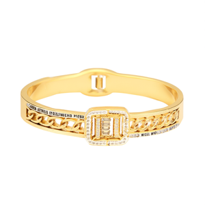 Fashion Bangle 316L Stainless Steel PVD Gold Plating With Diamond Accents <b>For</b> <b>Women</b> Jewelry - Product Image 2