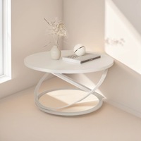 Table basse moderne simple et luxueuse pour salon, mobilier de maison haut de gamme, plateau rond en pierre, structure métallique légère, facile à nettoyer