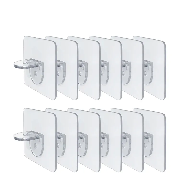 12pcs/set Adhesive Shelf Support Pegs Punch-free Closet Cabinet Shelf Wall Hangers for Kitchen Cabinet Furniture Wall Hooks